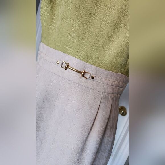 TahariโLime Green and Cream Sleeveless Dress - Picture 5 of 6